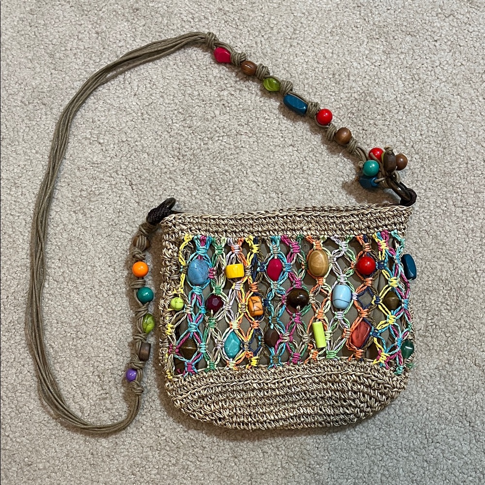 Capelli Straworld Colorful Boho Beaded Crochet Shoulder Bag